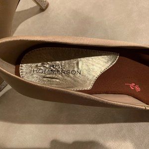 Ros Hommerson Sasha Champagne Satin Shoes w/Rhinestones, Size 9M